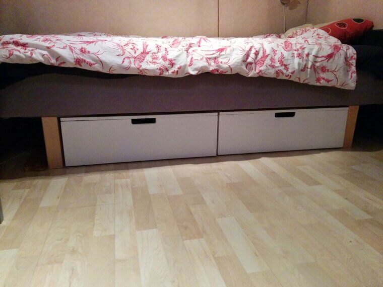 Old Dresser Drawers as Under-Bed Storage