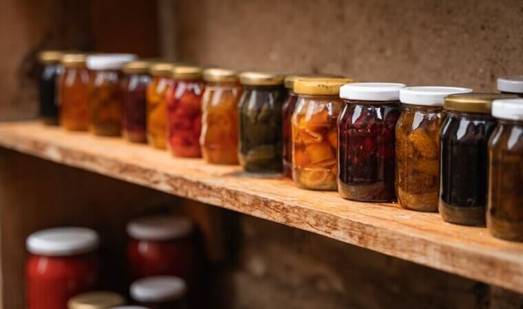 Jam Jars Under Shelves