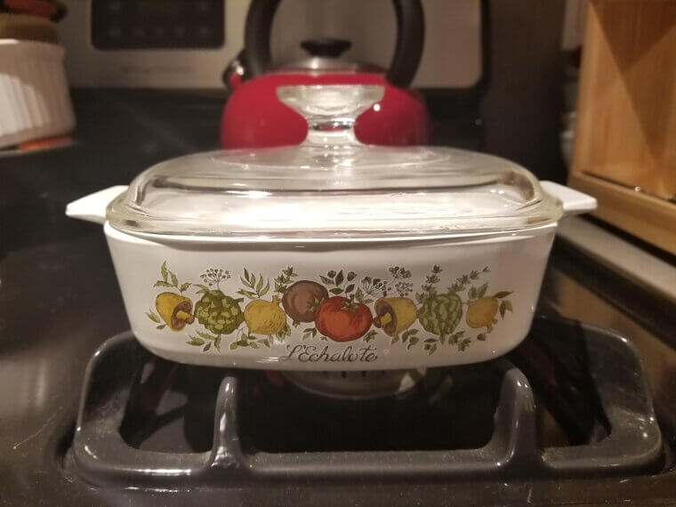 Glass Casserole Dish with Floral Design