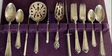 Silverware Set Displayed in Velvet Case