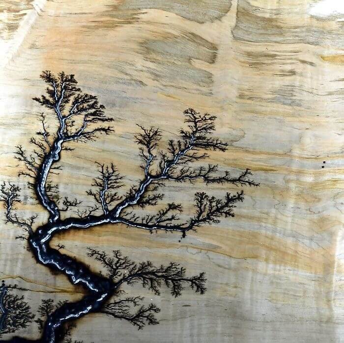 When Wood Gets Burned With A High Voltage