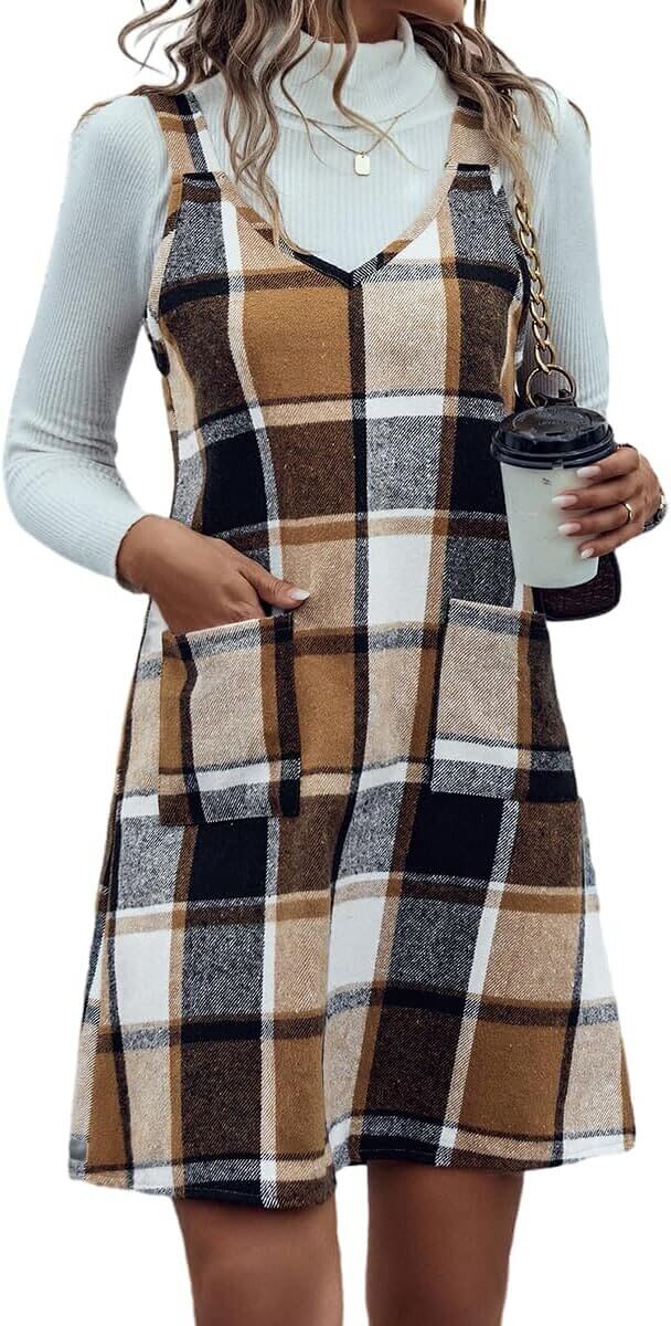 Plaid Overall Dress - Perfect for Fall and Winter Wardrobe - Now 20% Off!