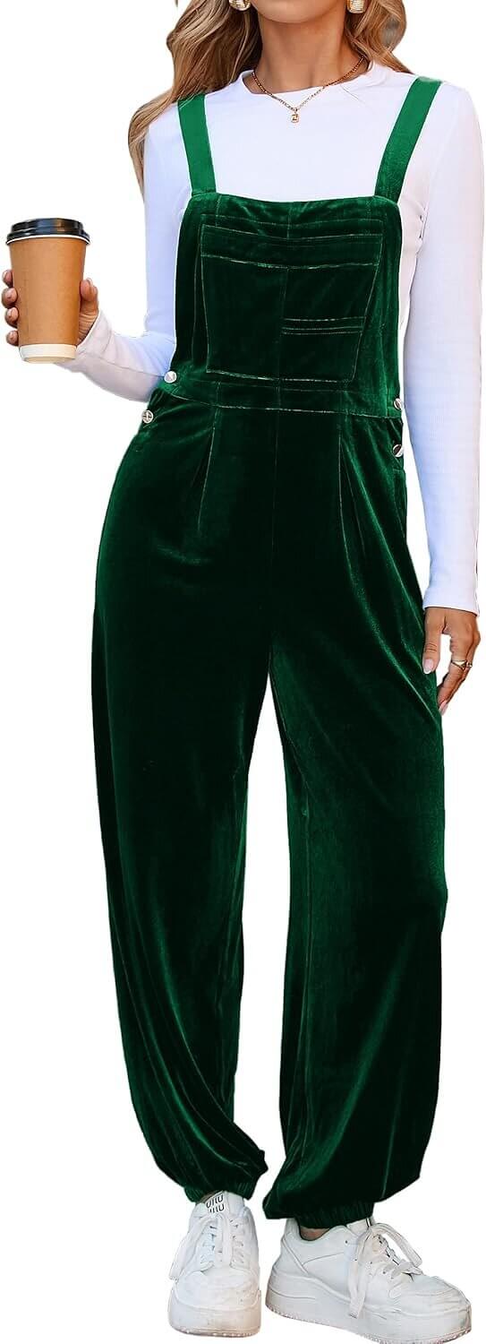 Velvet Overalls Jumpsuit - Stylish Comfort for Fall 