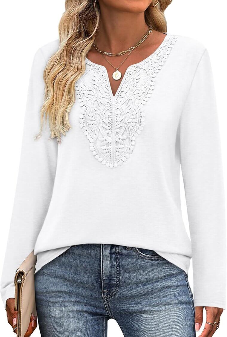 XIEERDUO Boho Tops - Trendy V-Neck Long Sleeve Fall Blouses - Enjoy 23% Off!