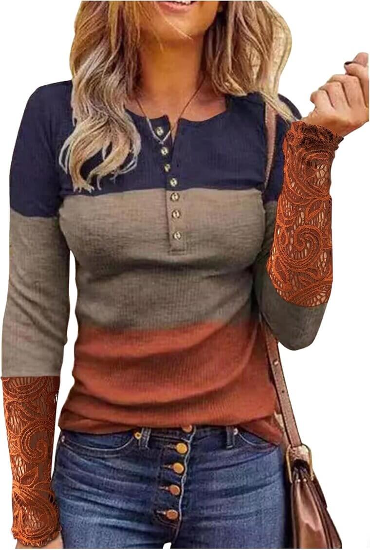 Lace Hollow Out Tunic - Chic V Neck Blouse for Women