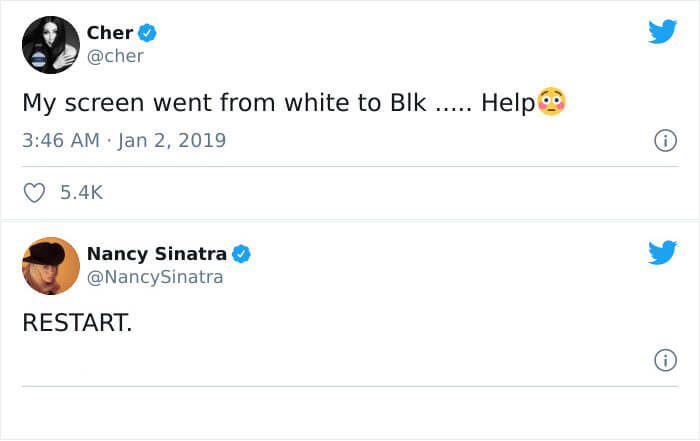 Cher Turned On Night Mode And Nancy Sinatra Had A Great Solution