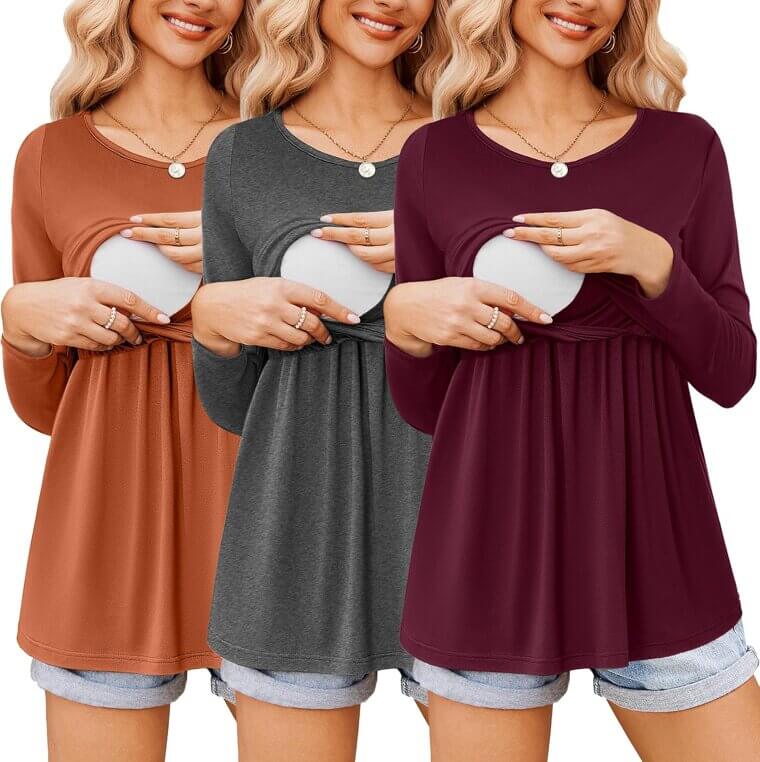 Ekouaer Nursing Tops - Stylish Comfort for Moms