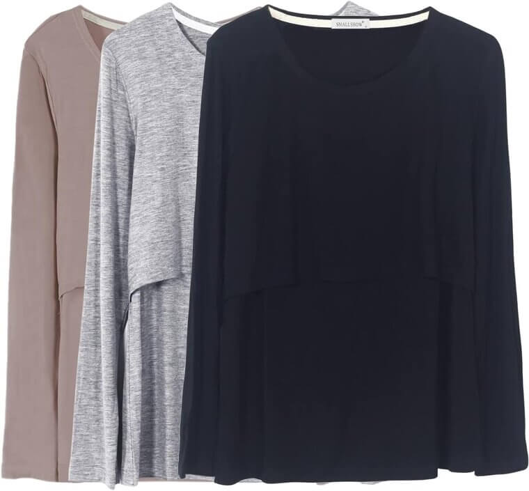 Smallshow Nursing Tops 3-Pack - Comfortable & Stylish for Breastfeeding Moms