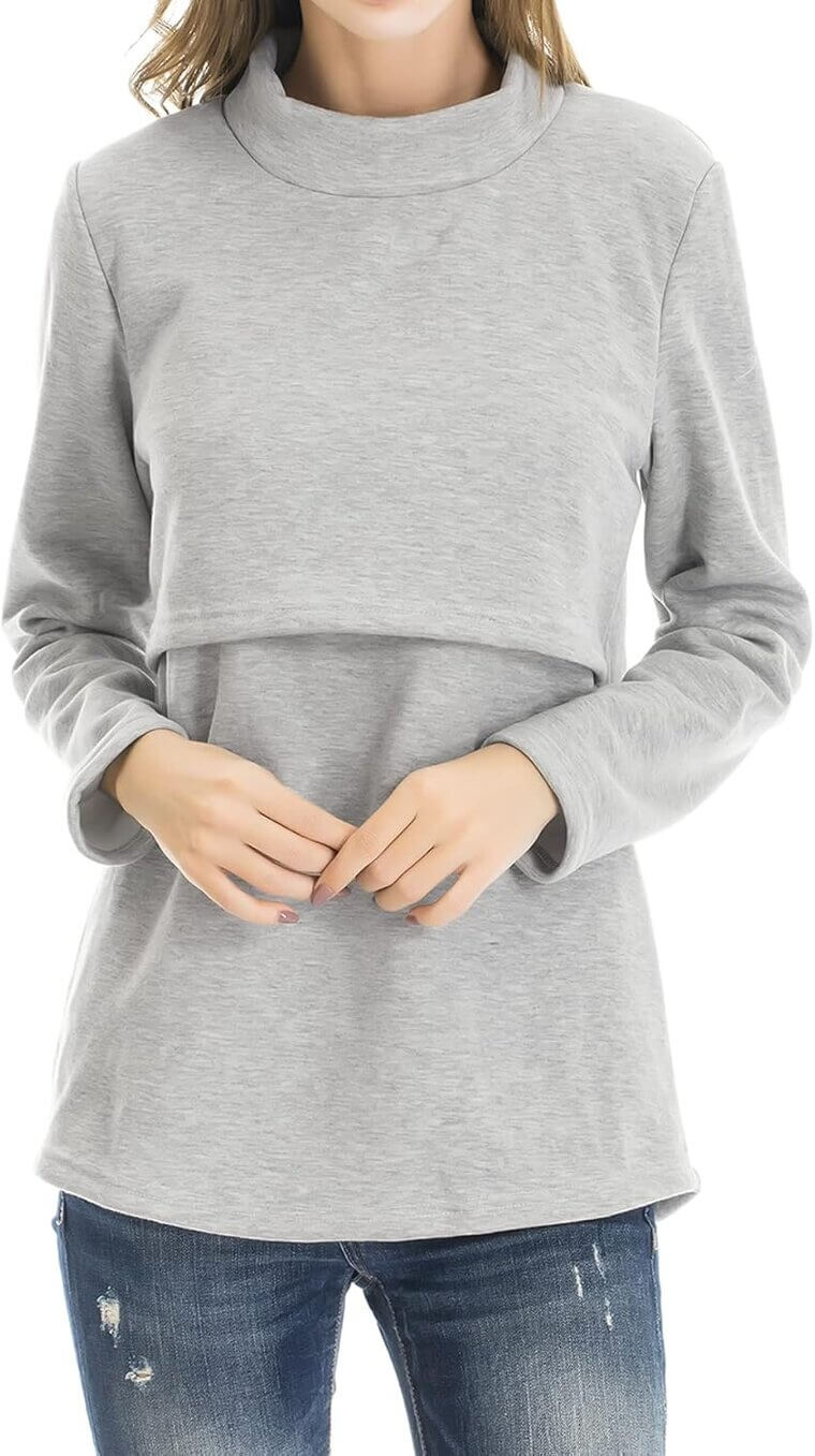 Smallshow Fleece Nursing Tops - Cozy & Convenient Breastfeeding Style - Now 21% Off!