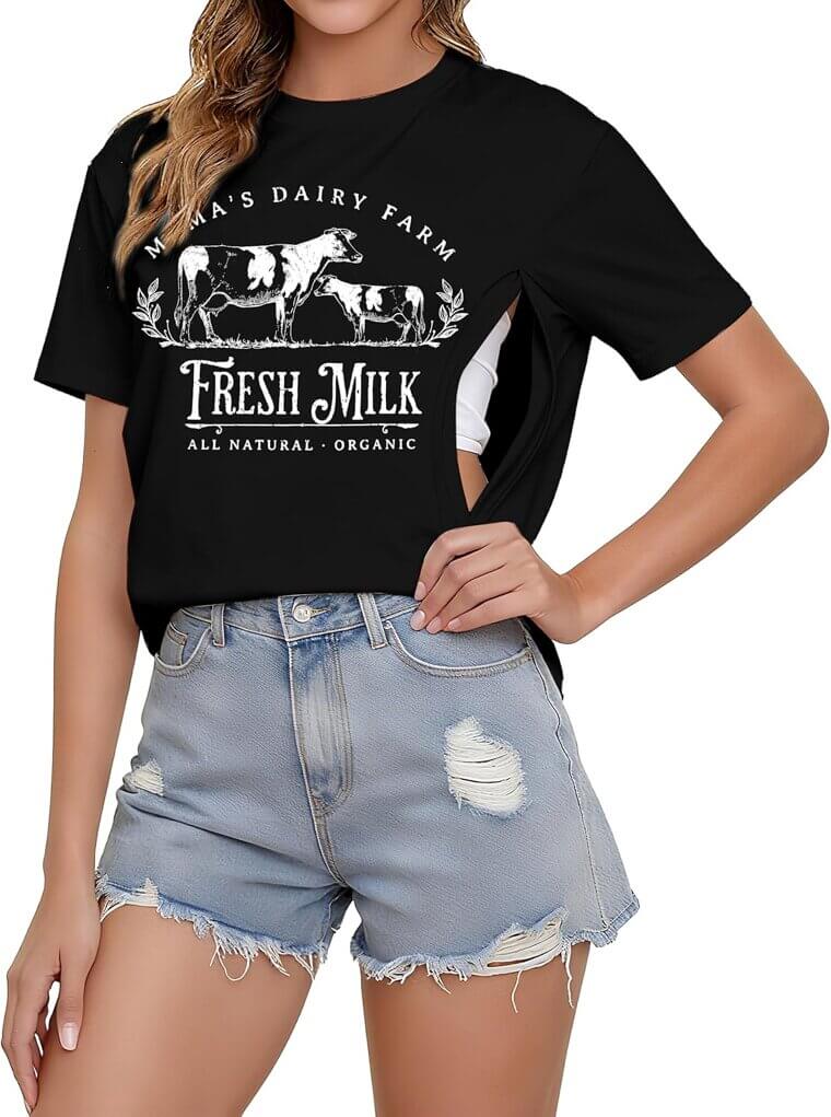 Comfort Nursing Tops - Stylish Maternity Tees for Easy Breastfeeding - 15% Off!