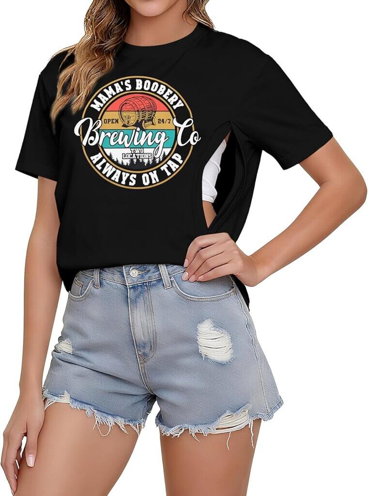 Nursing Mama Tee - Stylish & Functional for Breastfeeding Moms - Enjoy 15% Off!