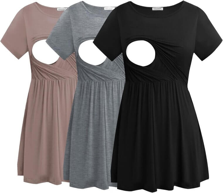 Maternity Nursing Tops - Comfortable 3-Pack for Easy Breastfeeding - Now 21% Off!