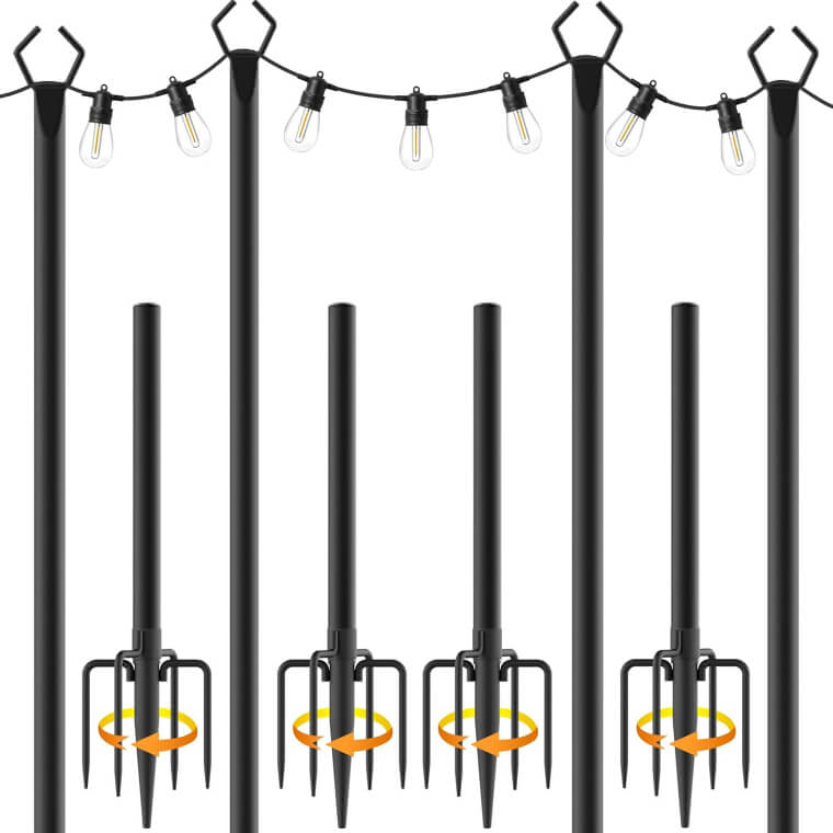 10Ft String Light Poles: Perfect as a Permanent Fixture or a Party Addition