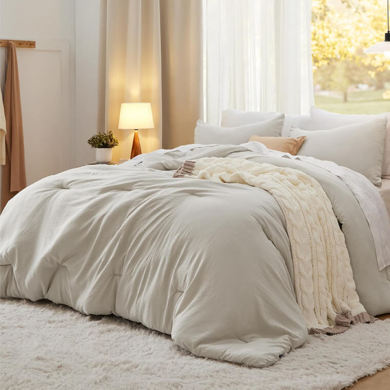 Soft Prewashed Comforter, Bed Sheet, and Pillowcase Set for All Seasons