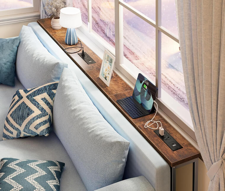Narrow Console Table With Outlet - Perfect for Your Home's Entrance or Behind the Couch