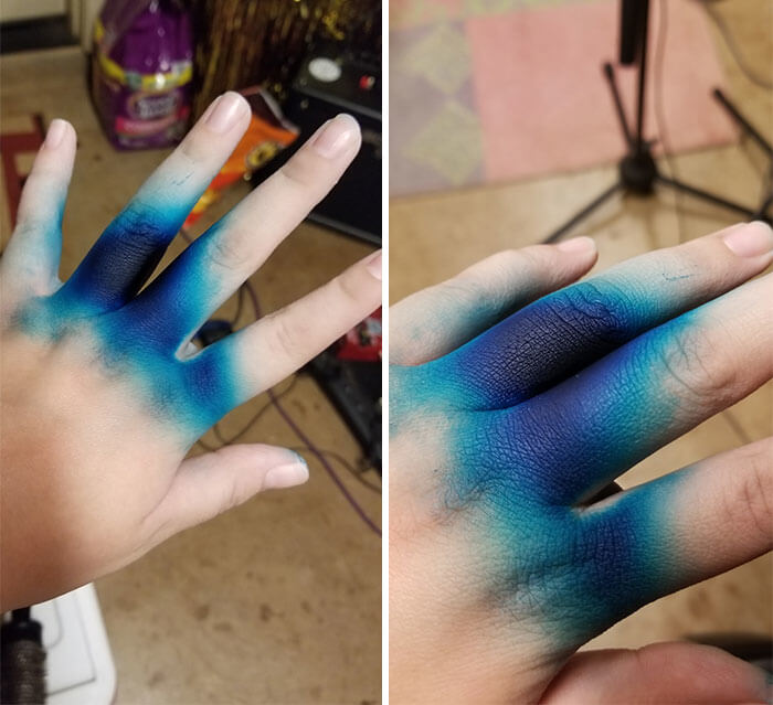 When Blue Hair Dye Gets Through A Broken Glove