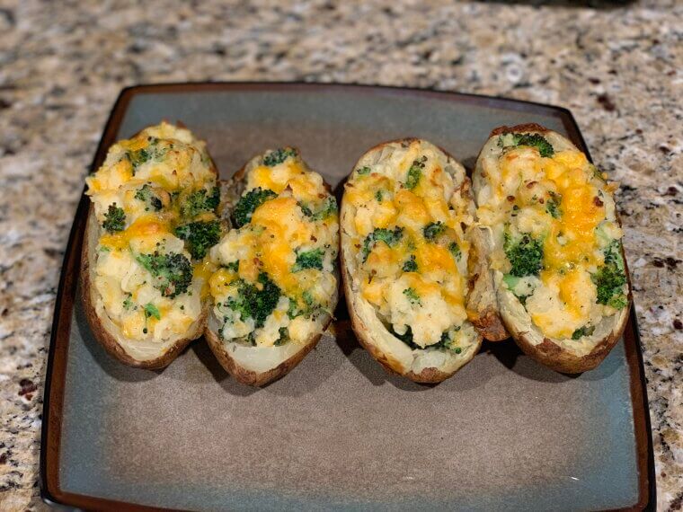 Broccoli Cheddar Stuffed Potatoes