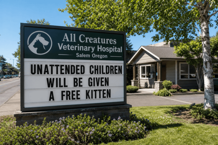 "Unattended Children Get Free Kitten"