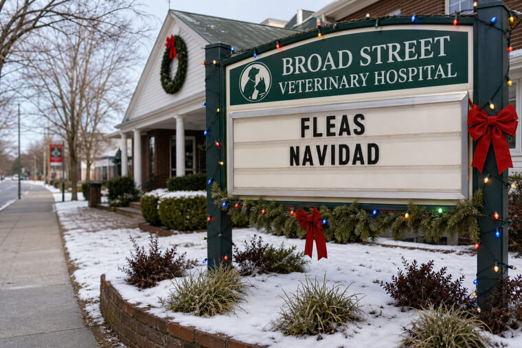 "Fleas Navidad" Holiday Sign Goes Viral