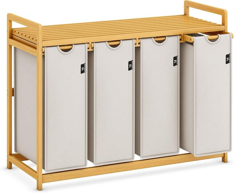 AdelDream Waeschekorb Mit 200L Kapazität Und Bambusrahmen - Genießen Sie 15% Rabatt! 
