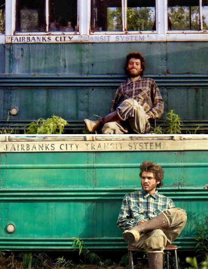 Christopher McCandless et l'acteur Emil Hirsch dans le film « Into The Wild »