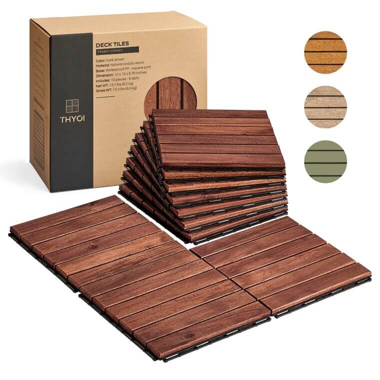 Acacia Deck Tiles - Waterproof & Stylish for All Weather Use 