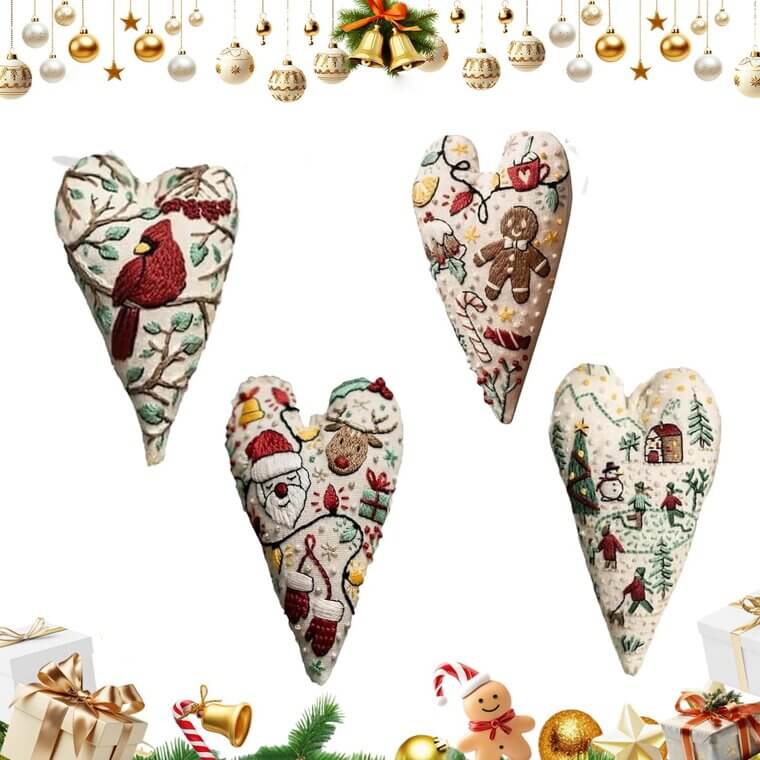 Heart Embroidery Kit: Craft Your Own Christmas Ornaments - Enjoy 17% Off!