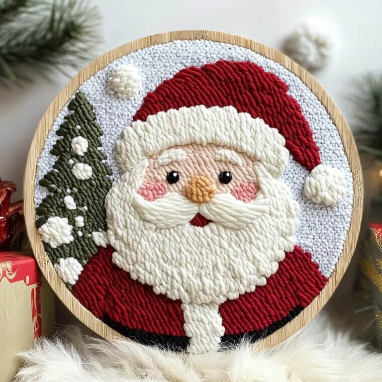 Santa Punch Needle Kit: Perfect Craft for Beginners and Families - Now 9% Off!