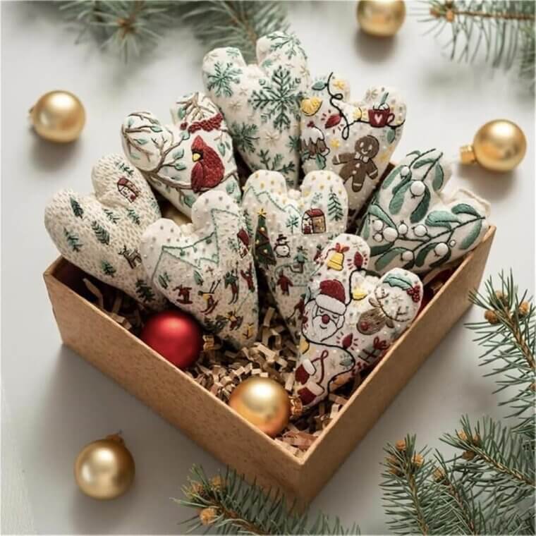 Christmas Embroidery Kit - Create Heart Ornaments & Nativity Designs 