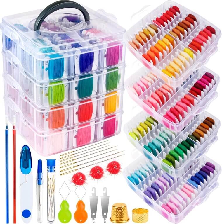 BYMORE Embroidery Kit - 262 Pieces of Colorful Creativity 