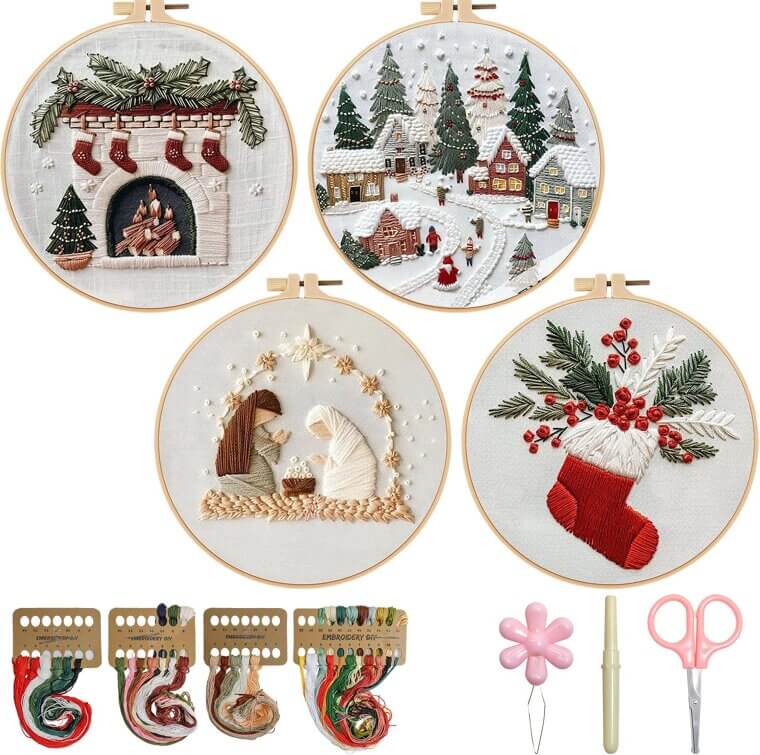 Christmas Embroidery Kit - Perfect for Beginners & Craft Lovers - Now 10% Off!