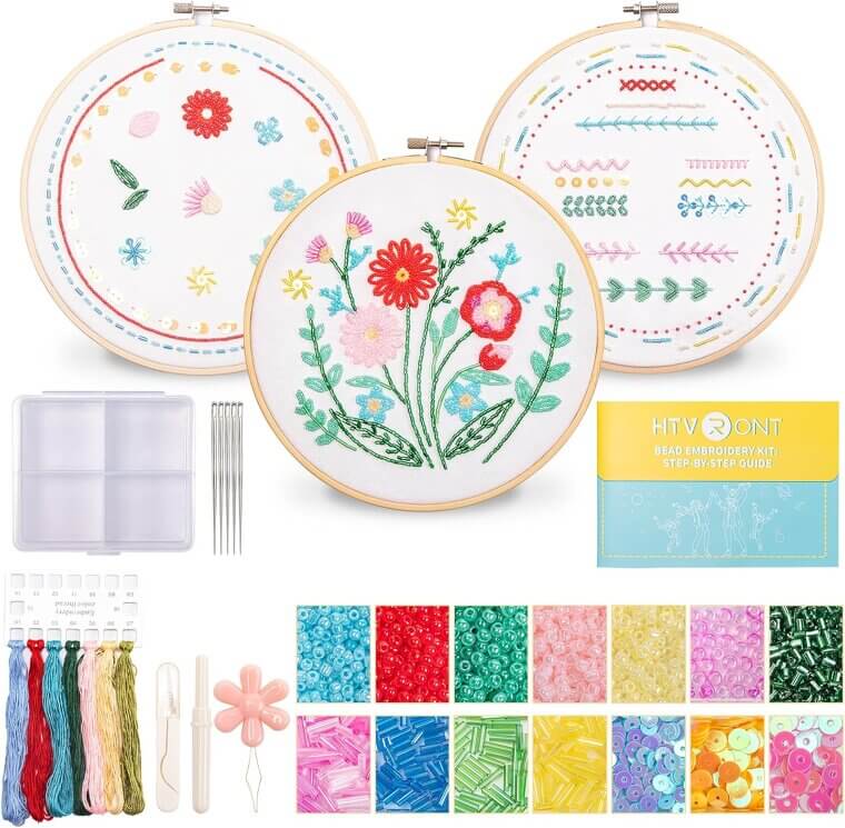 HTVRONT Bead Embroidery Kit - Perfect for Beginners! 