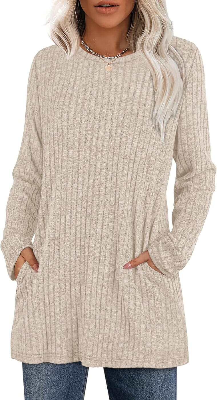 XIEERDUO Women's Tunic Tops - Stylish Fall Fashion with Pockets - Now 33% Off!