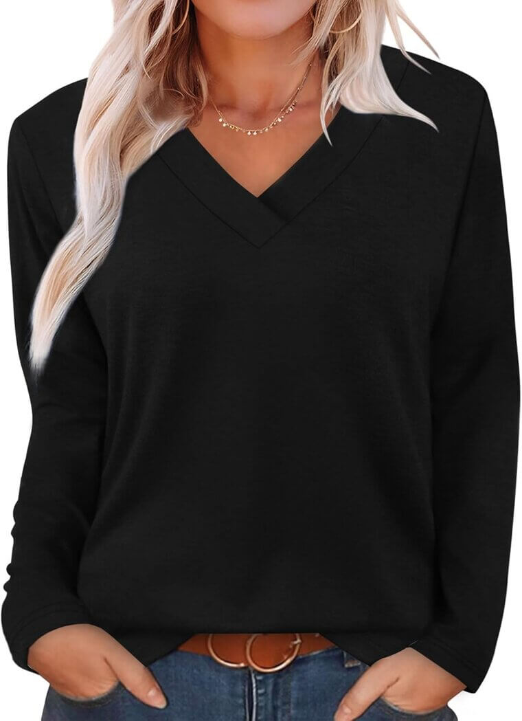 XIEERDUO V Neck Fall Tops - Effortless Style for Every Occasion - Don’t Miss the 31% Discount!