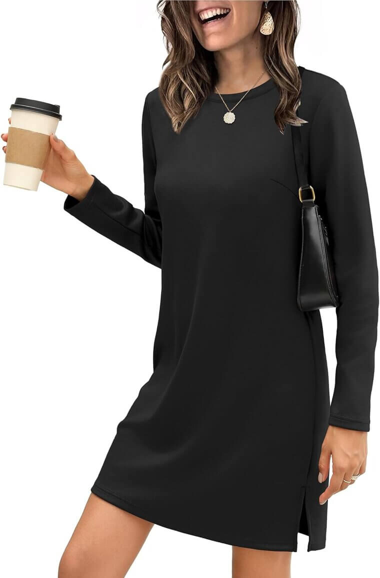 SAMPEEL Cozy Tshirt Dress - Perfect Fall Style - Now 48% Off!