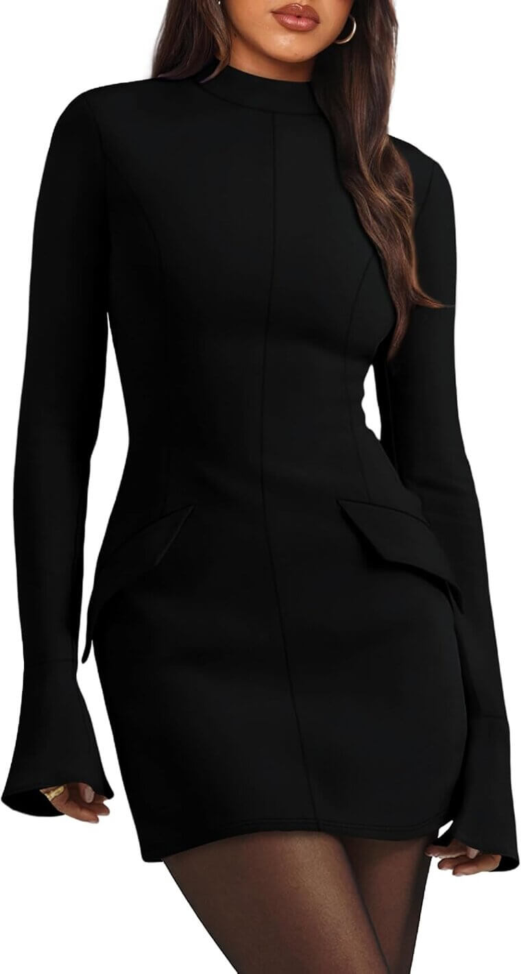 Mock Neck Bodycon Dress - Perfect for Fall Parties and Clubs - Now 10% Off!