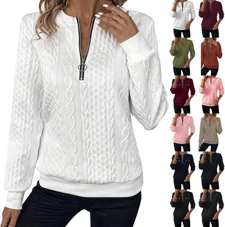 Quilted Half Zip Sweatshirt - Cozy Style for Spring 