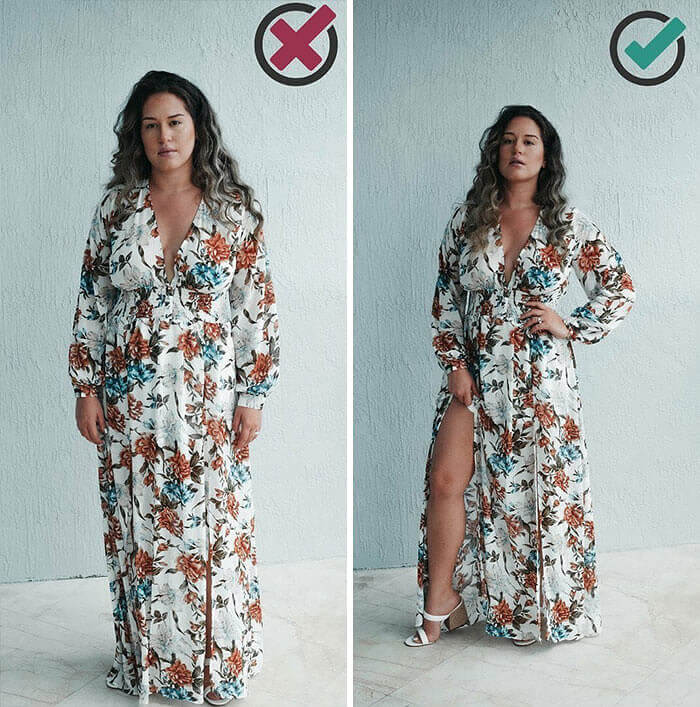 Nutze den Vorteil des Kleids, das du trägst