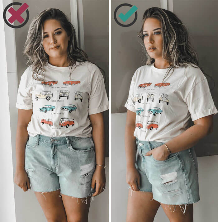 Wenn du dich unwohl fühlst, wende dich zur Seite, um deinem Körper Form zu geben