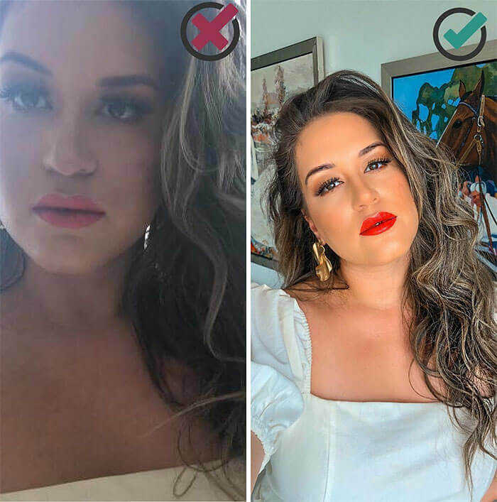 Achte darauf, dass das Licht auf dein Gesicht scheint, wenn du ein Selfie machst