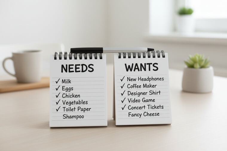 Use Two Shopping Lists: One for Needs, One for Wants