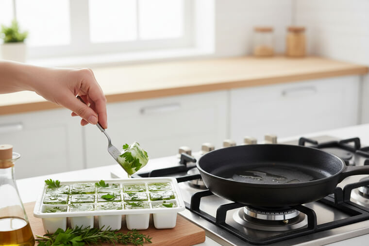 Freeze Herbs in Olive Oil for Instant Flavor