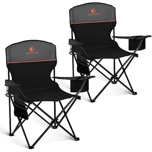 Practical Camping Chair 2-Pack that Keeps Drinks Cold and Gear Close. 