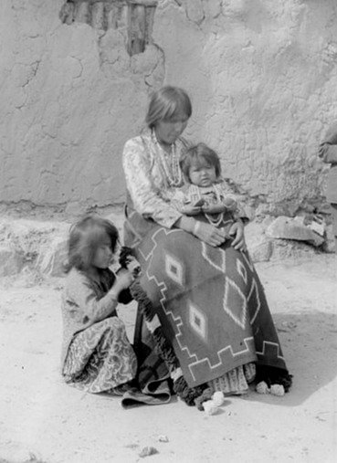 Navajo Indian Mother and Two Children