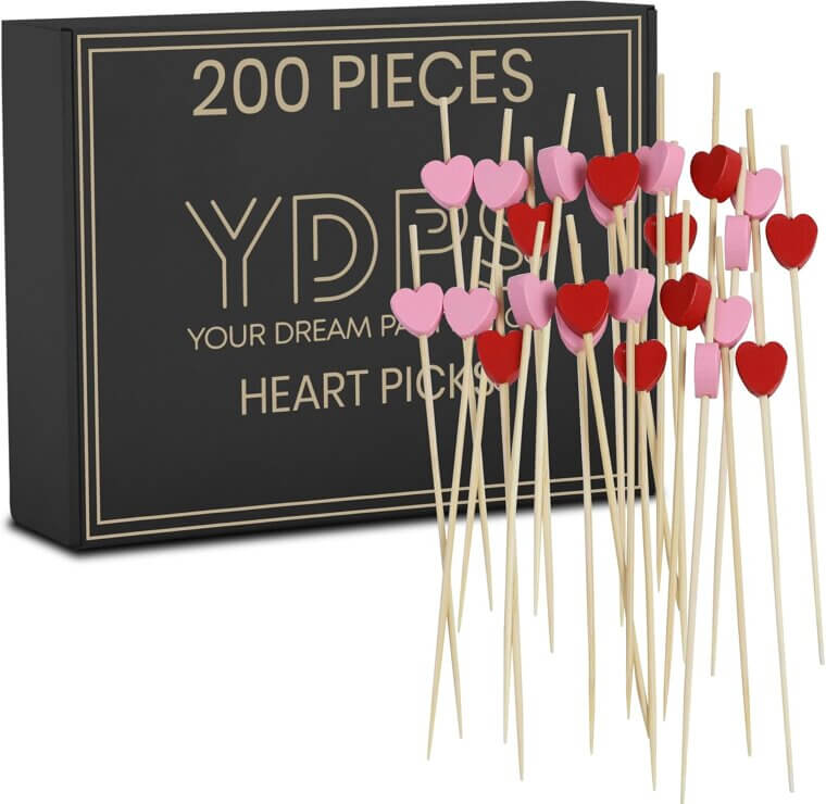 Heart Toothpicks for Appetizers - Perfect for Valentine's Parties 