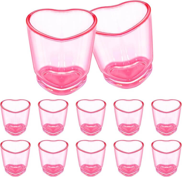 Heart-Shaped Pink Shot Glass Set - Perfect for Parties & Romance 