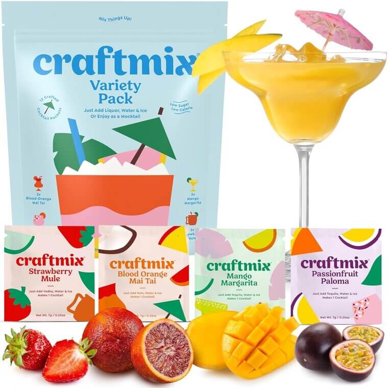 Craftmix Drink Mixer Pack: Delicious, Low-Carb Flavors for Cocktails & Mocktails 