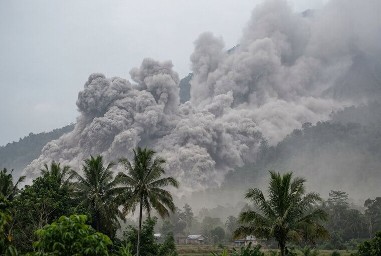 Mount Sinabung's Pyroclastic Flow Caught Mid-Collapse