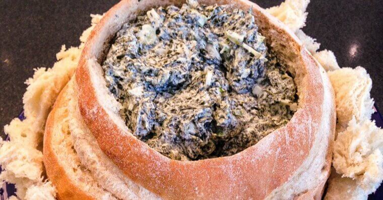 Spinach Dip in a Bread Bowl