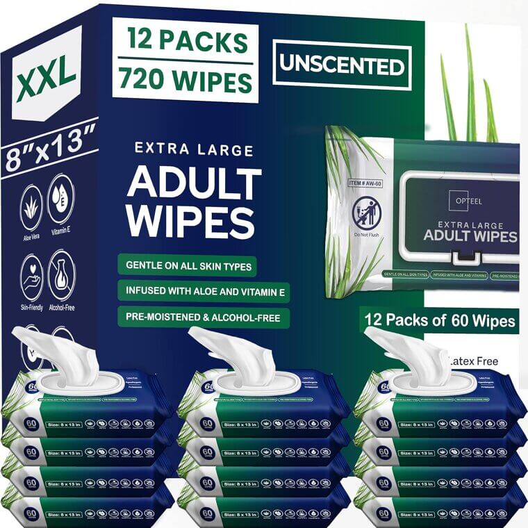 Adult Wipes - Extra Large & Soft for Bathing, 720ct